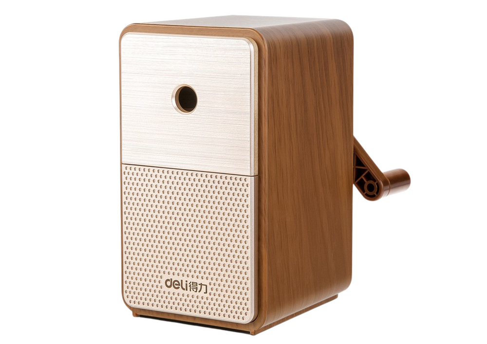 Ořezávátko na kliku s nádobkou a regulací ostří hnědé