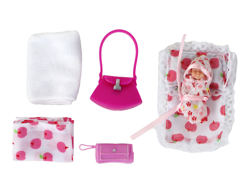 Panenka Lucy Maminka s miminkem – s kočárkem hnědé vlasy