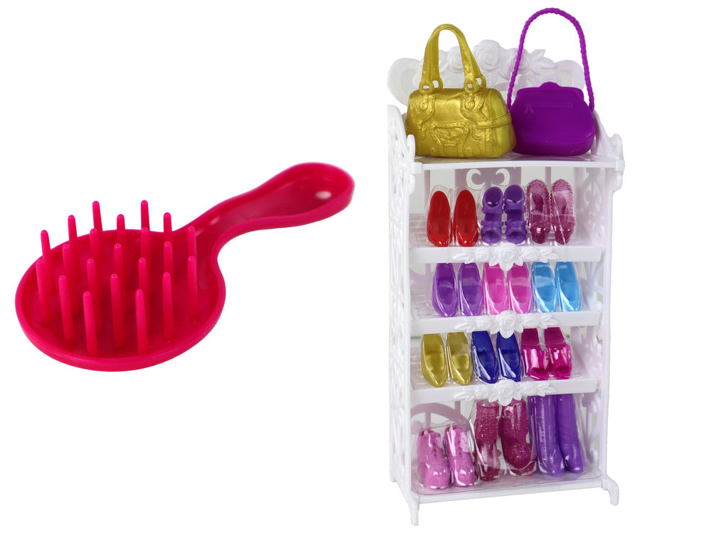 Panenka Lucy s třpytivými šaty a botami – sada 13 párů bot