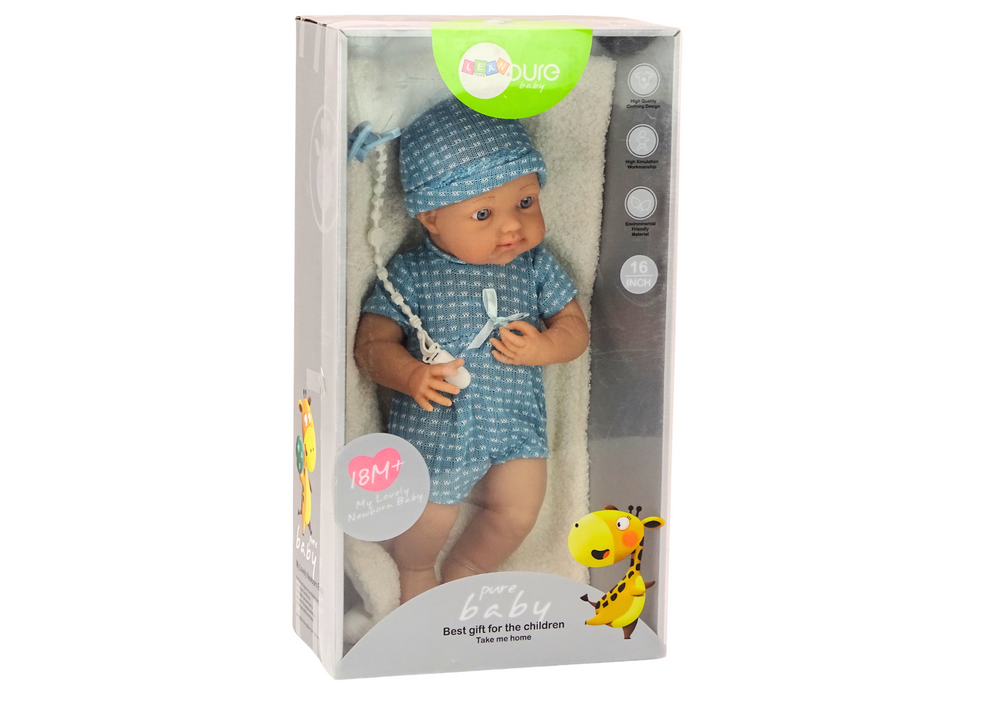 Panenka miminko s čepičkou dudlíkem a dečkou modré