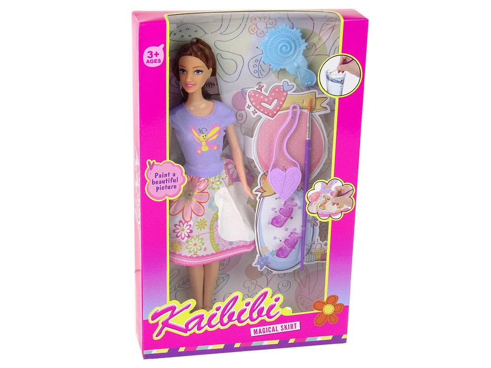 Panenka s dlouhými vlasy k malování šatů s příslušenstvím