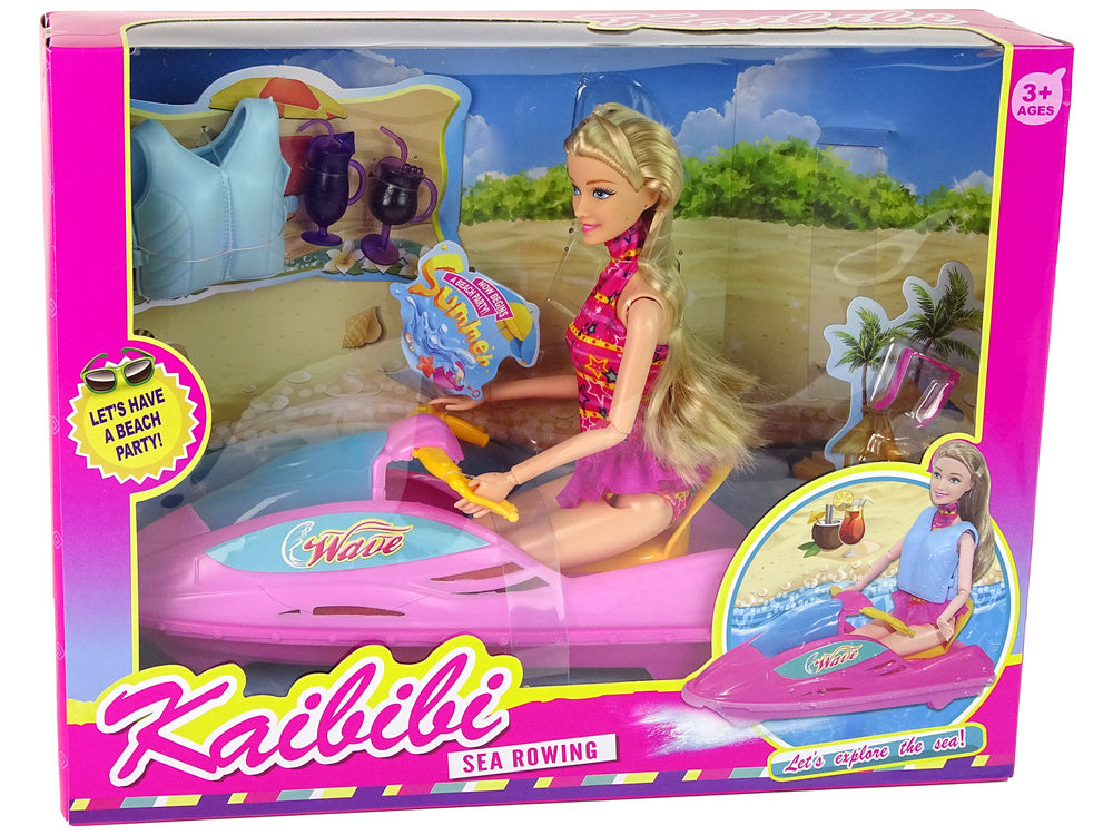 Panenka s motorovým člunem a příslušenstvím – růžová