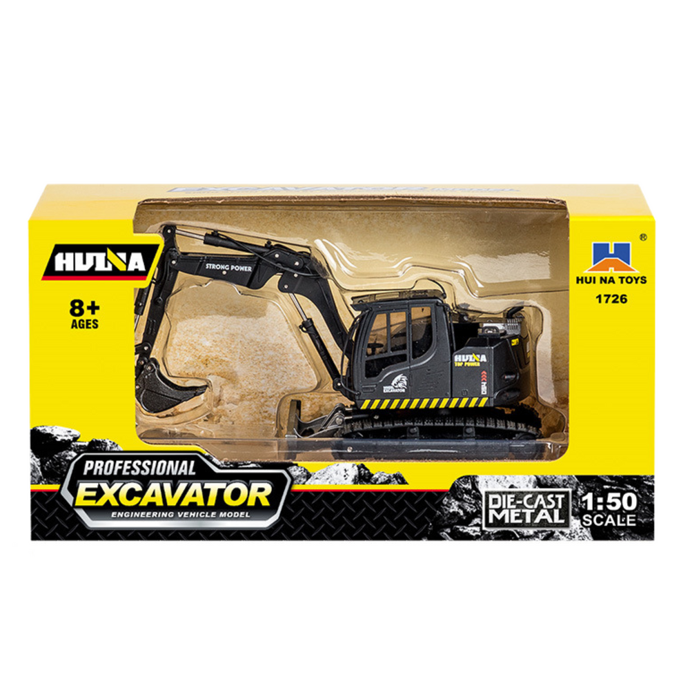 Pásový bagr se spychačem 1:50 – kovový model | Huina černý