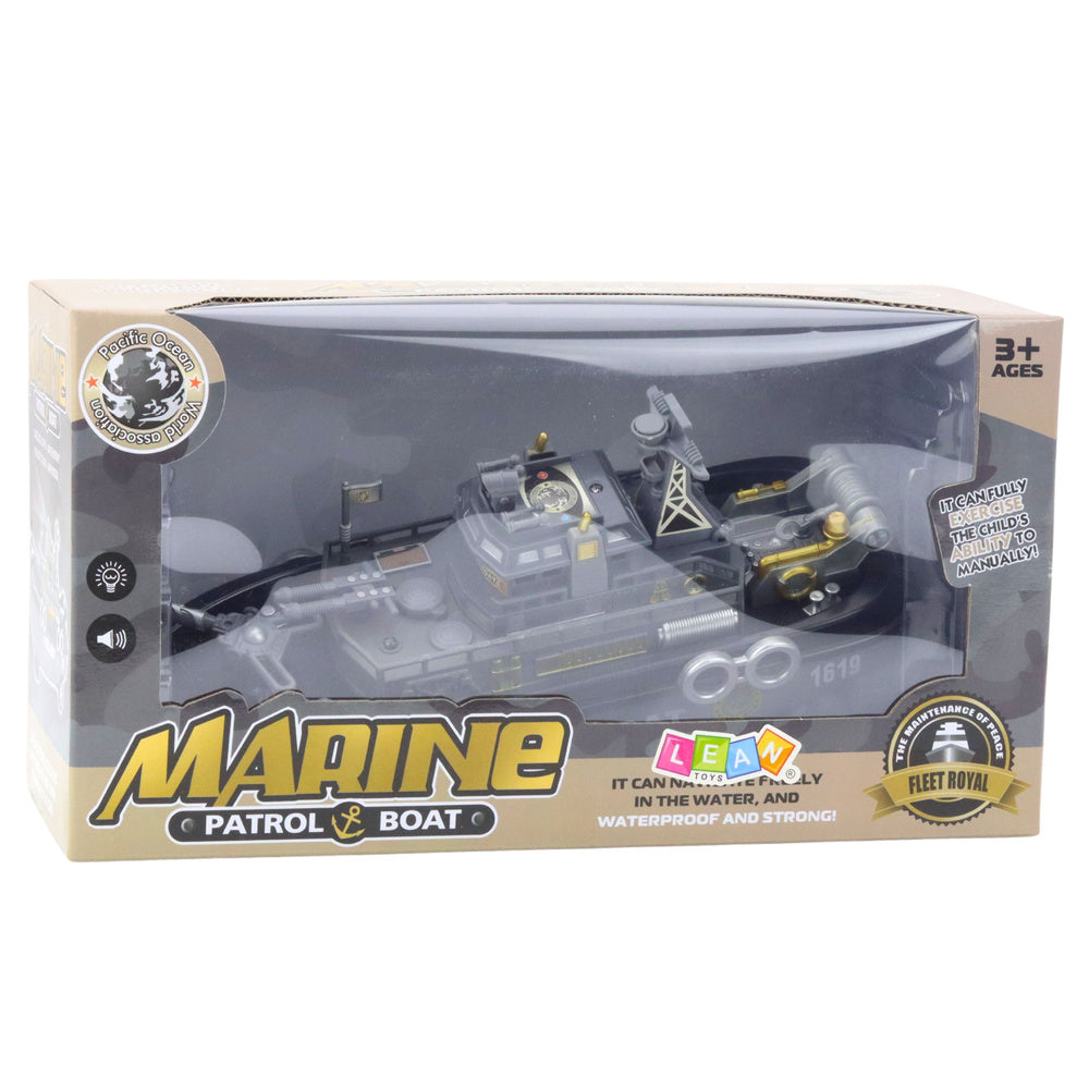 Patrolová loď se světly a zvuky – vodní stříkání a pohyb