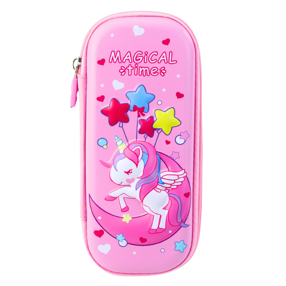 Penál s jednorožcem rozkládací 3D růžový 23x10x5 cm
