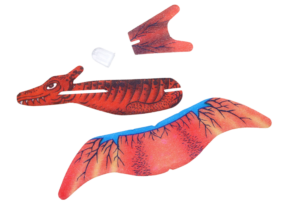 Pěnové letadlo dinosaurus – 4 díly 18,5 cm | červené