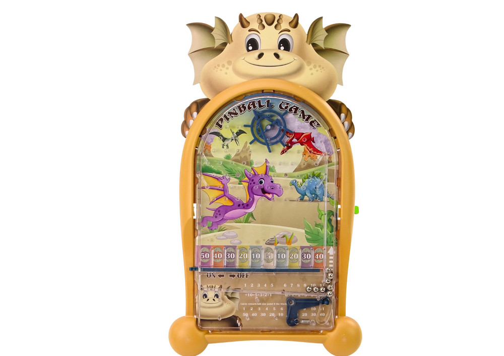 Pinball hra s dinosaury a drakem na stojanu béžová