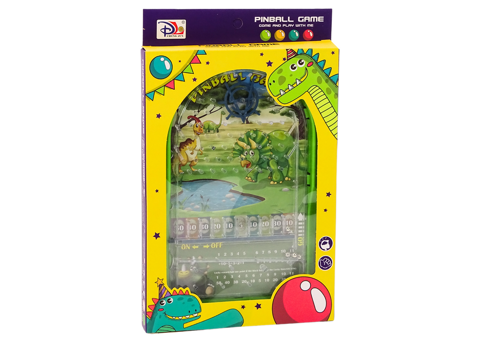 Pinball hra s dinosaury a stojanem zelená