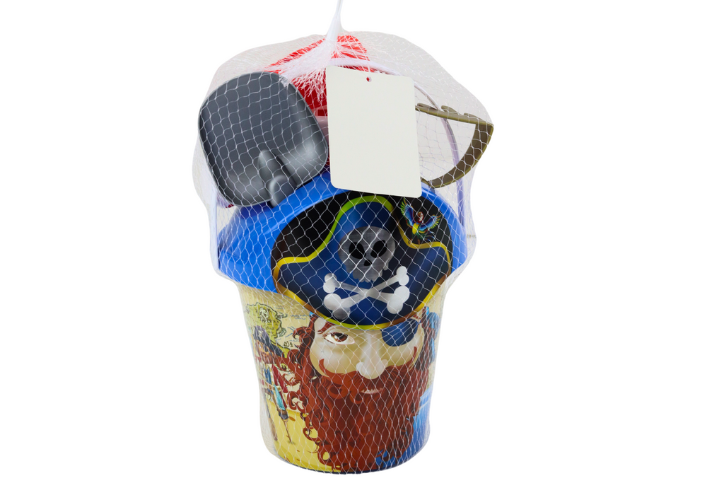 Pirátská sada na písek s kbelíkem konvičkou a sítkem 6 dílů