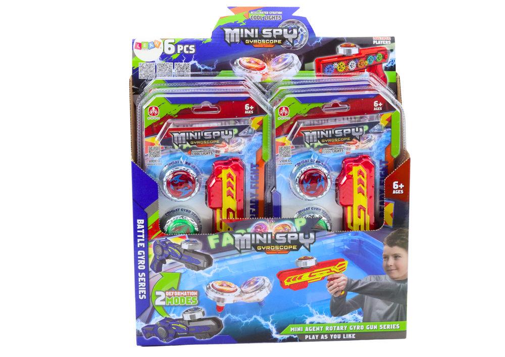 Pistole s vystrelovačem 2 kovové kotouče se světly červená