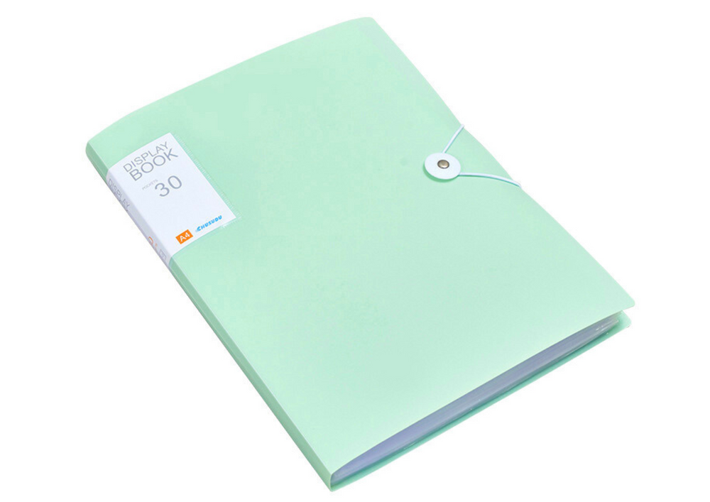 Plastová deska na gumičku s 30 obaly A4 zelená