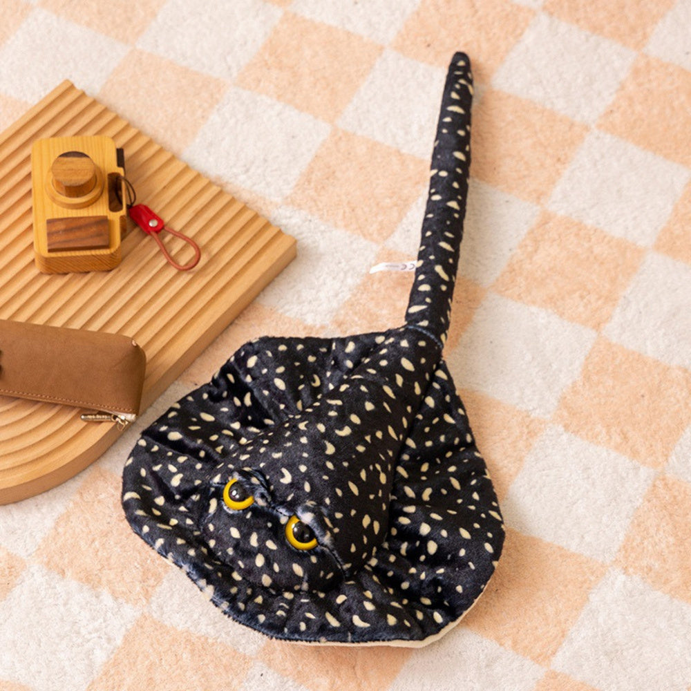 Plyšová maskotka rejnok – přítulanka černá s puntíky 50cm