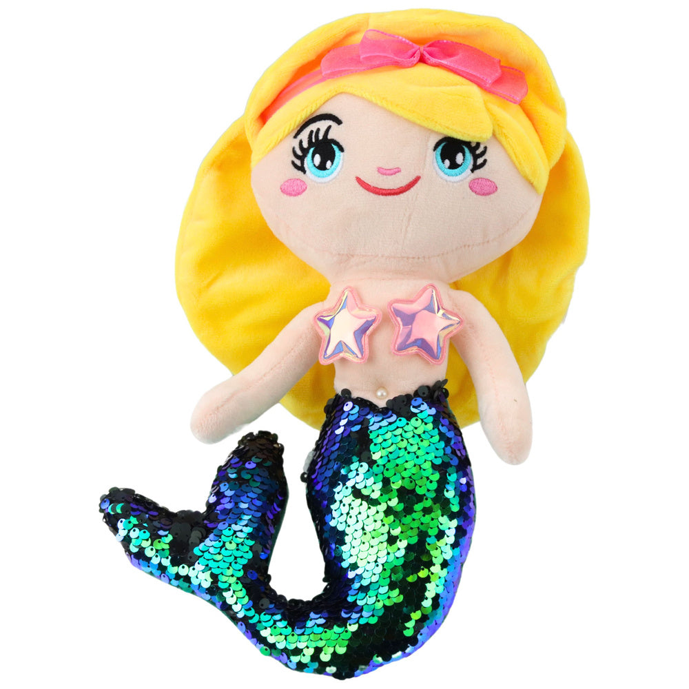 Plyšová mořská víla 30 cm – s flitrovým ocasem | zelená