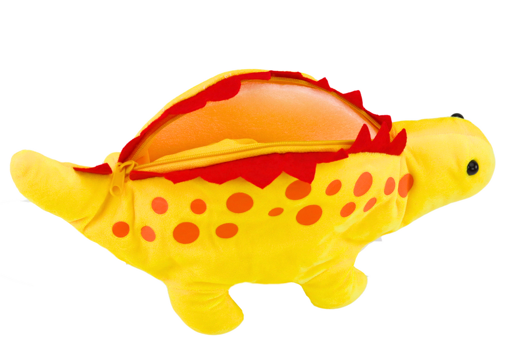 Plyšový dinosaurus penál s karabinou a zipem žlutý