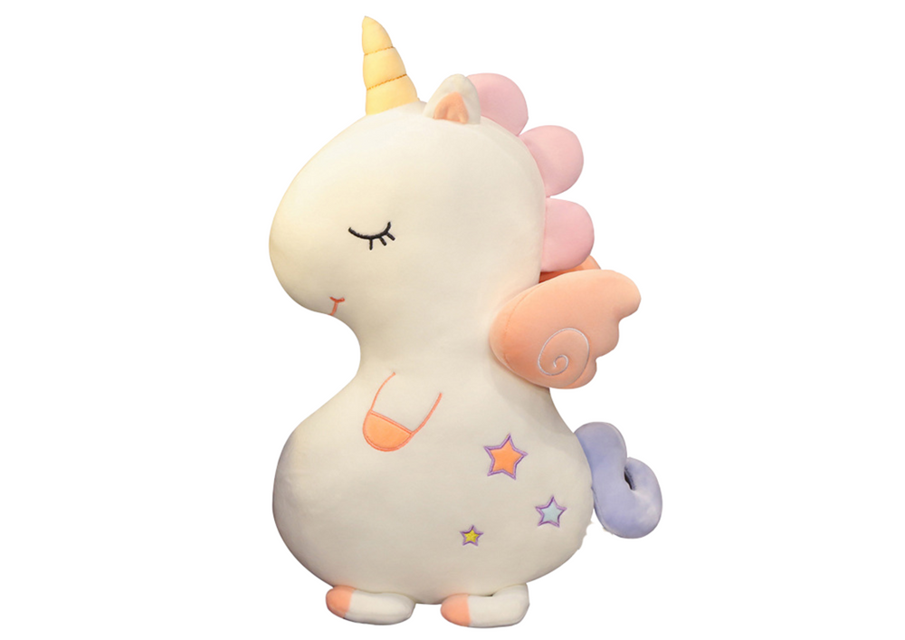 Plyšový jednorožec přítulanka 50 cm bílý s duhovou hřívou