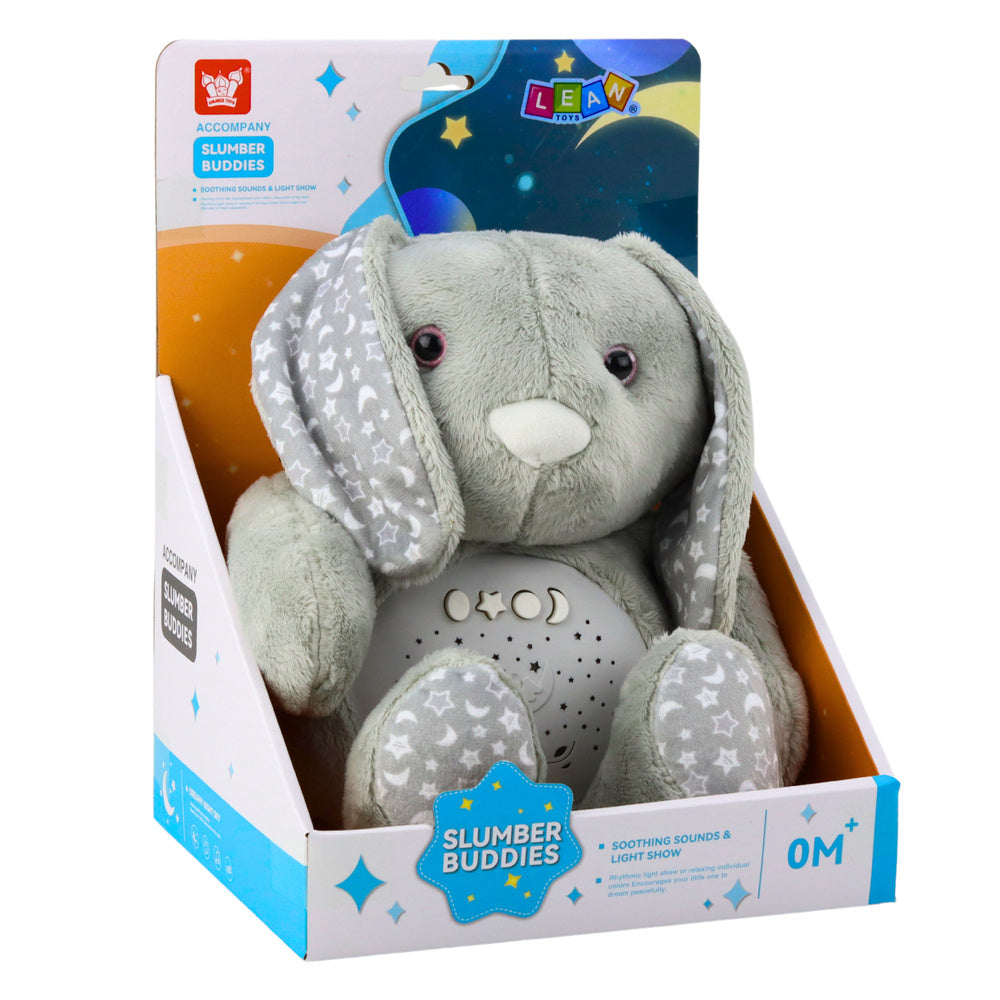 Plyšový králík s projektorem hvězd – ukolébavky | šedý