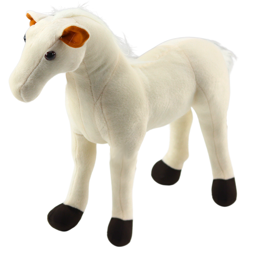 Plyšový kůň přítulka s hřívou 40x37cm bílý