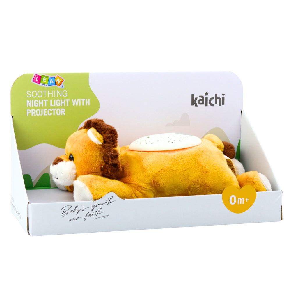 Plyšový lev s projektorem hvězdiček a uklidňujícími zvuky