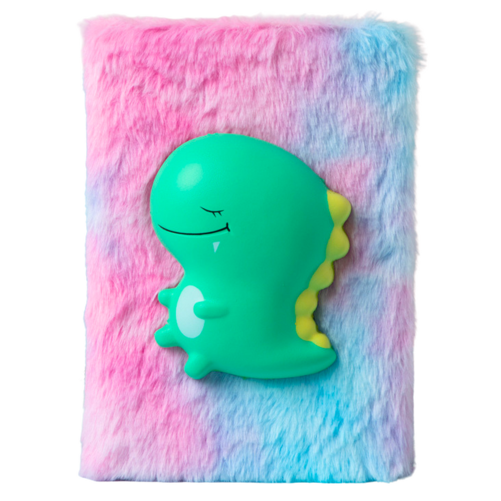 Plyšový linkovaný zápisník s 3D dinosaurem zelený