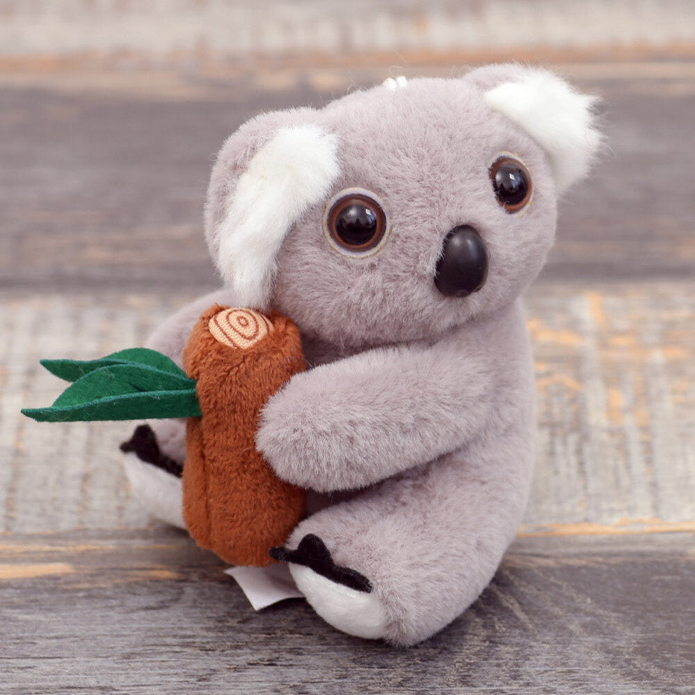 Plyšový přívěsek koala – s větvičkou a karabinkou | 12cm šedý