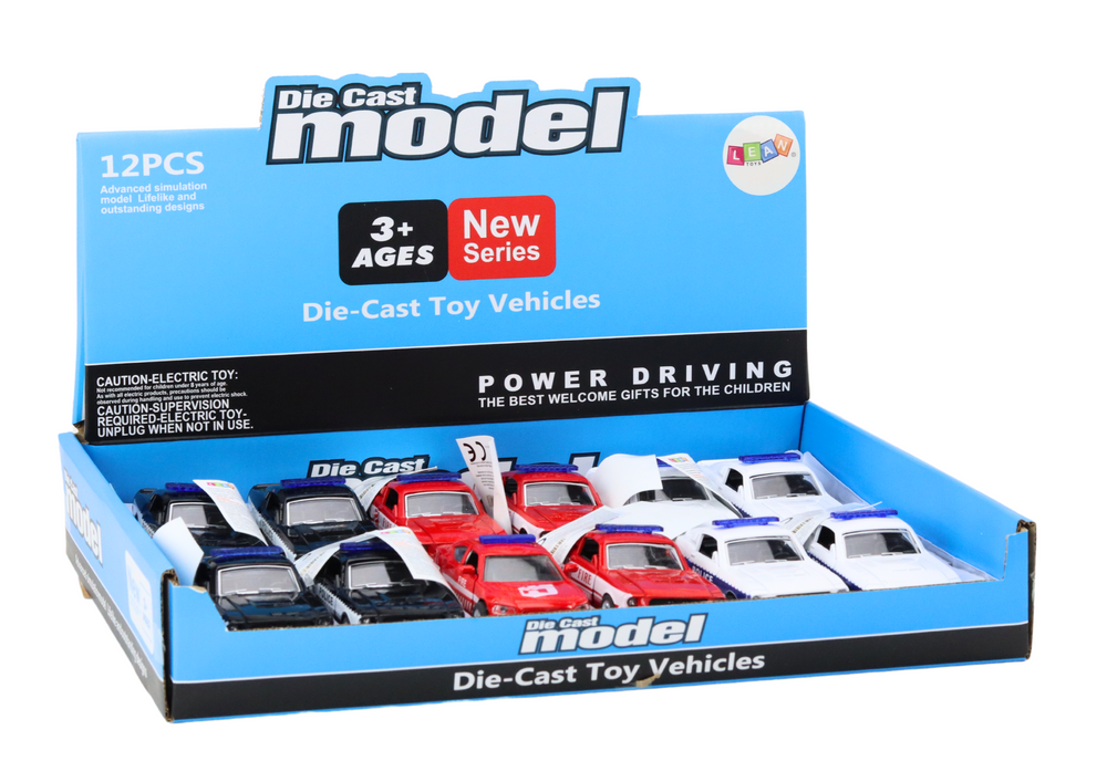 Policejní a hasičské auto s třecím pohonem 1:32 se světly