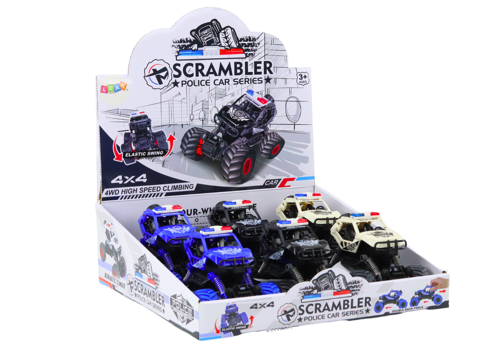Policejní autíčko terénní s pružinami na skákání 3 barvy