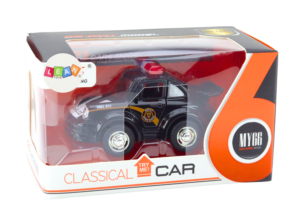 Policejní auto klasické 1:38 s pohonem světly a zvuky černé