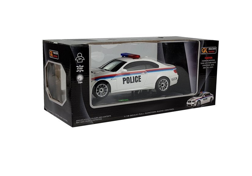 Policejní auto na dálkové ovládání 1:18 s pilotem bílé