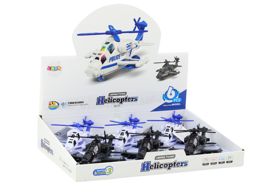 Policejní helikoptéra s frikčním pohonem světlo a zvuk bílá černá