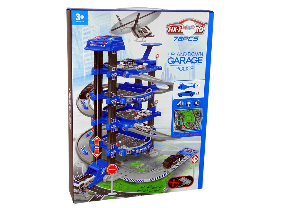 Policejní parking čtyřpatrový – s výtahem a zvuky 1:64