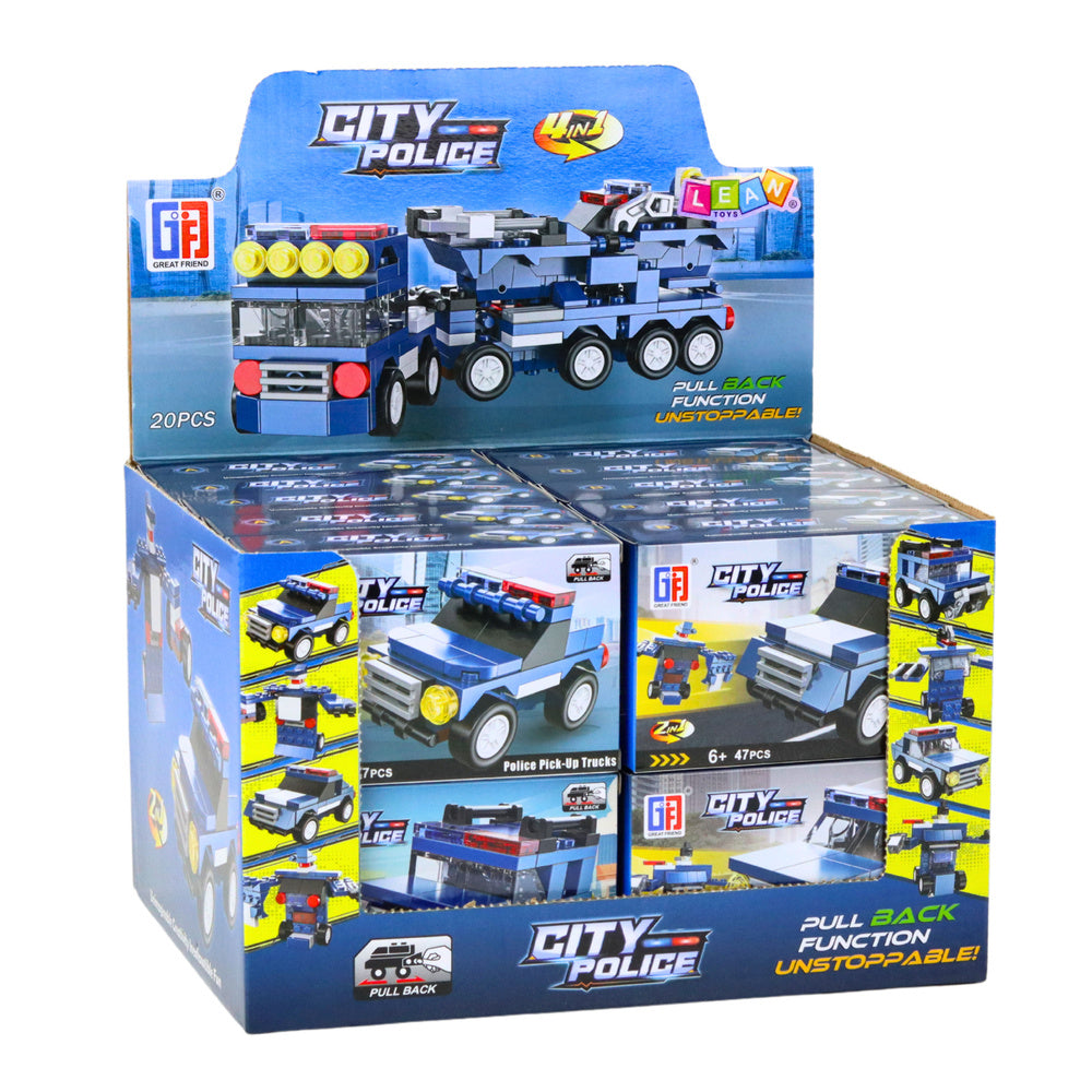 Policejní stavebnice s frikcí 47 49 dílků – pull back pohon