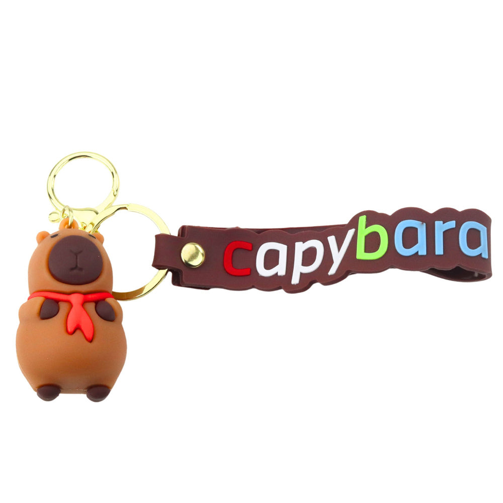 Přívěsek kapybara s červeným šátkem – karabina kroužek