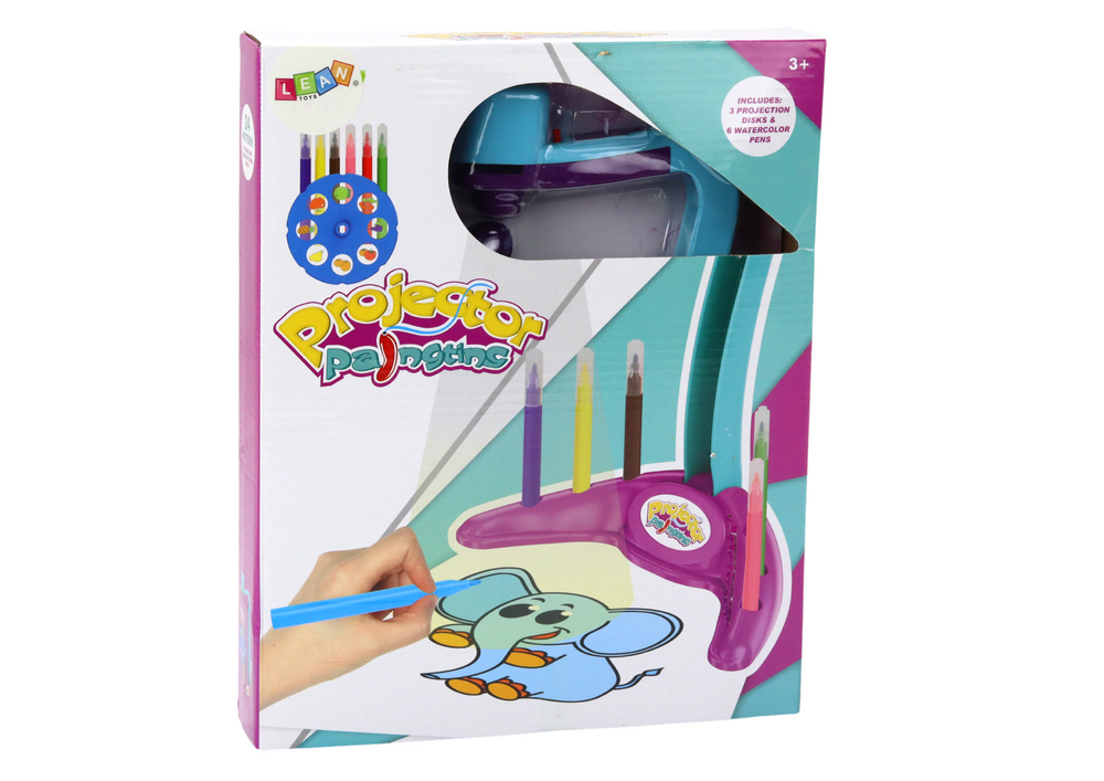Projektor na kreslení – 3 disky 6 fixů | fialový