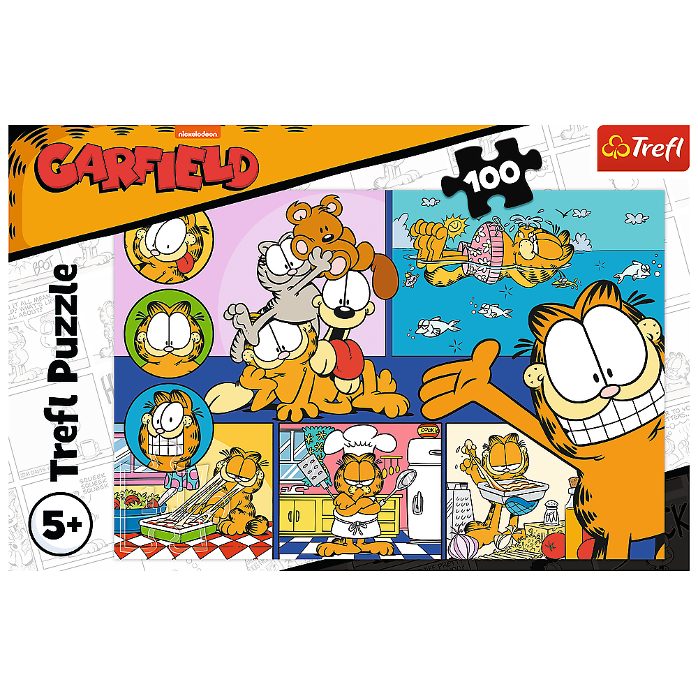 Puzzle 100 dílků Líný Garfield – dětské puzzle | Trefl