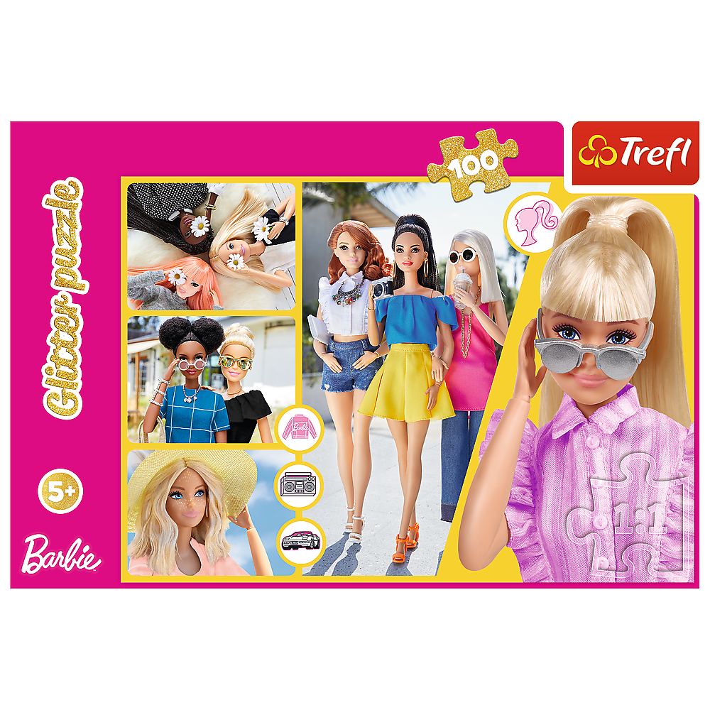 Puzzle 100 dílků s třpytkami Barbie – Trefl 14830