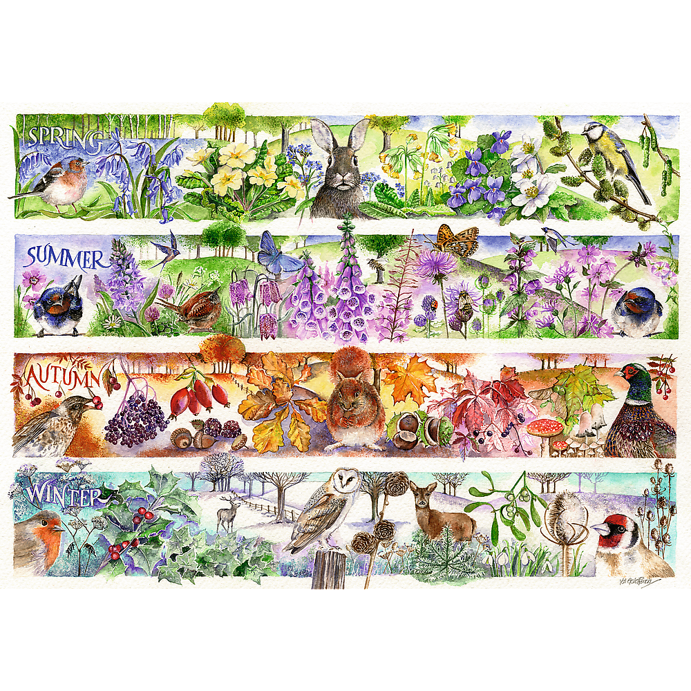 Puzzle 1000 dílků Čtyři roční období s plakátem – Trefl