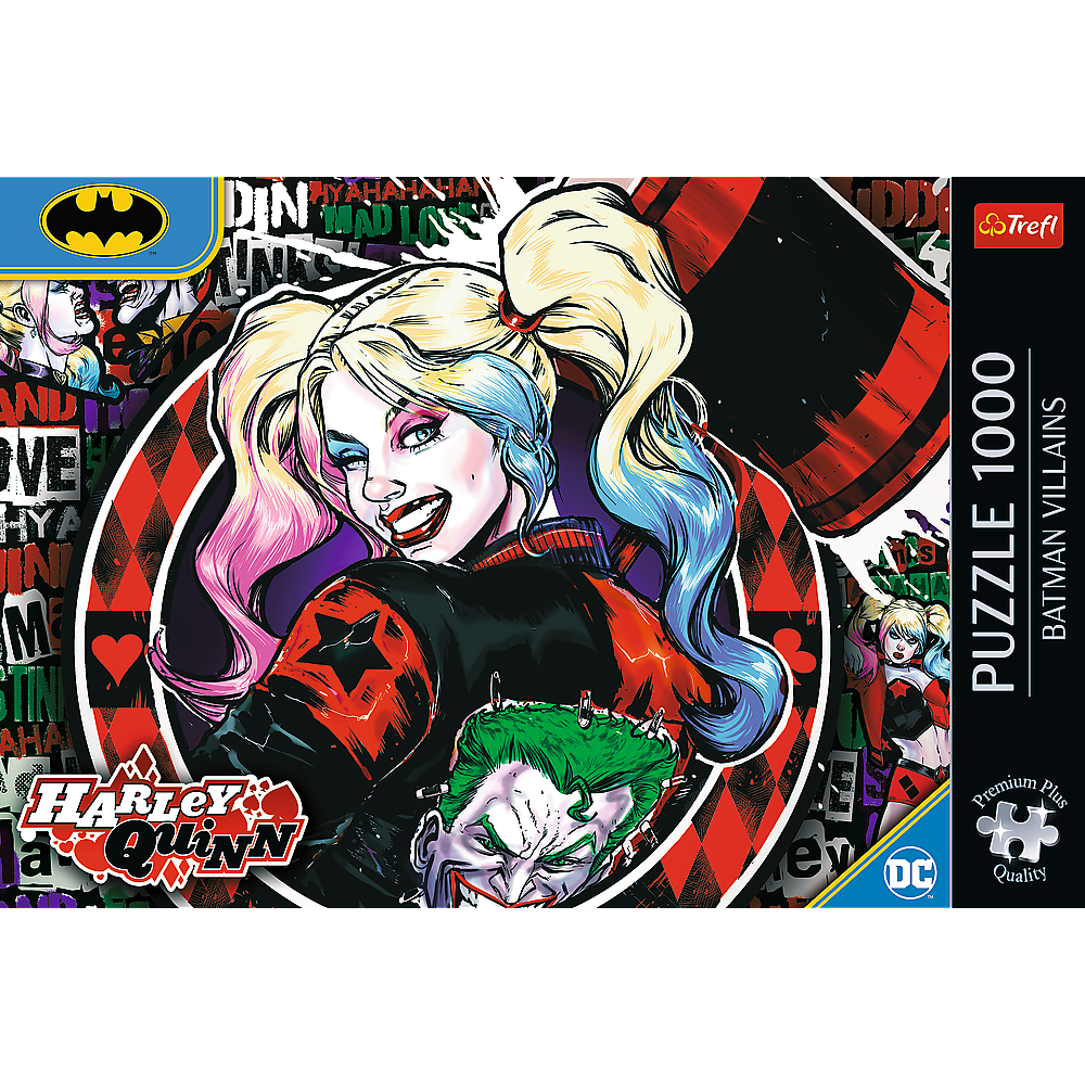 Puzzle 1000 dílků Harley Quinn s plakátem – Trefl Premium Plus