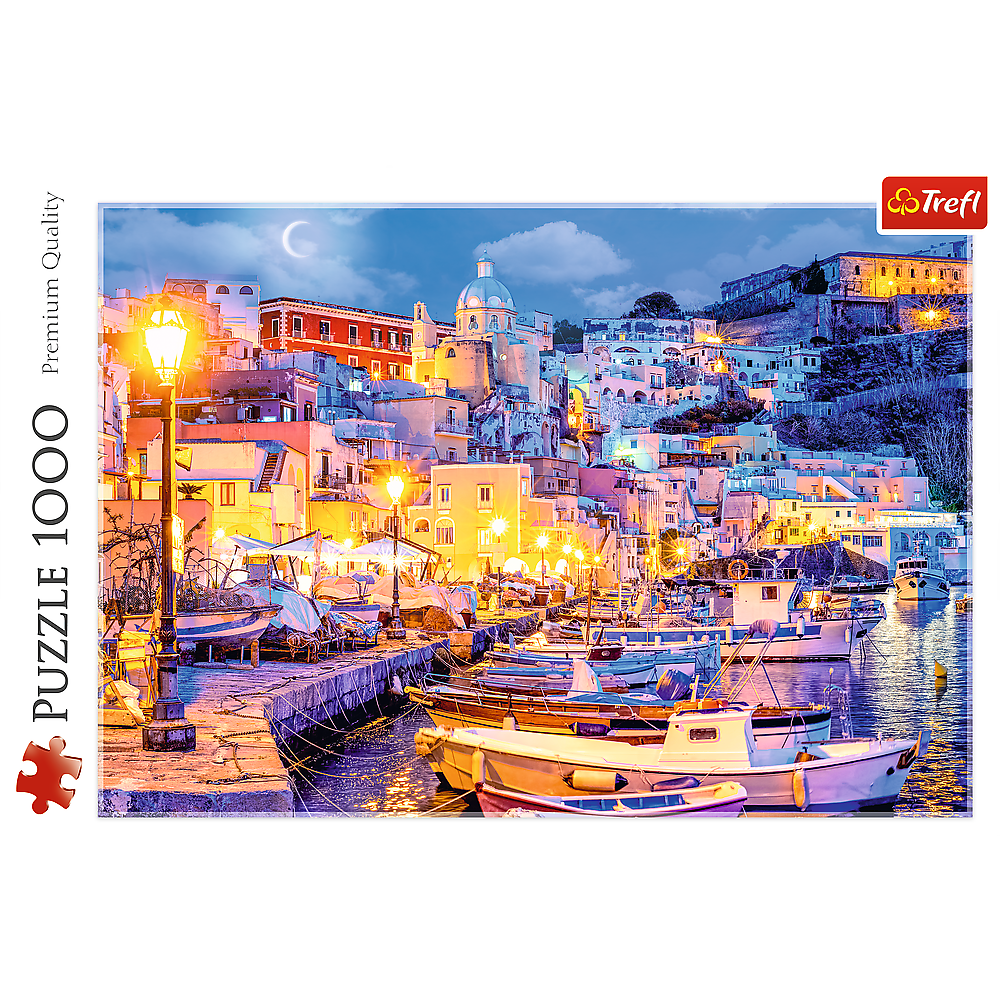 Puzzle 1000 dílků ostrov Procida v noci Itálie – Trefl