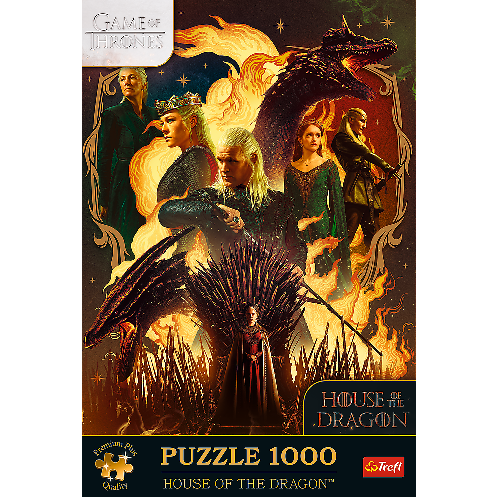 Puzzle 1000 dílků Ród Smoka s plakátem – Trefl Premium Plus
