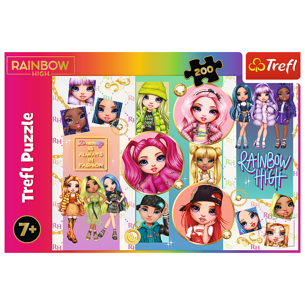 Puzzle 200 dílků Přátelství Rainbow High Trefl 48x34 cm