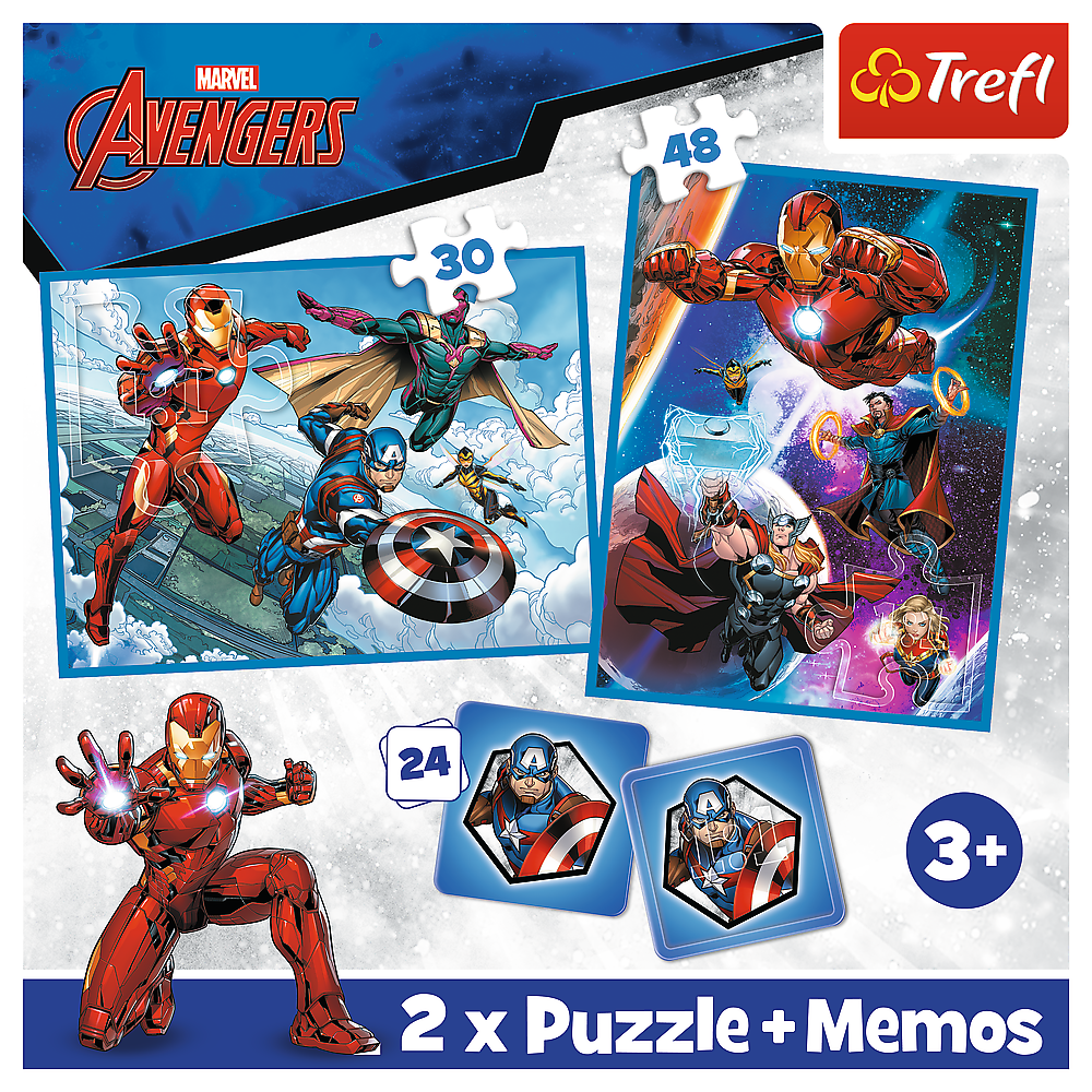 Puzzle 2v1 s pexesem Hrdinové v akci Marvel Avengers – Trefl