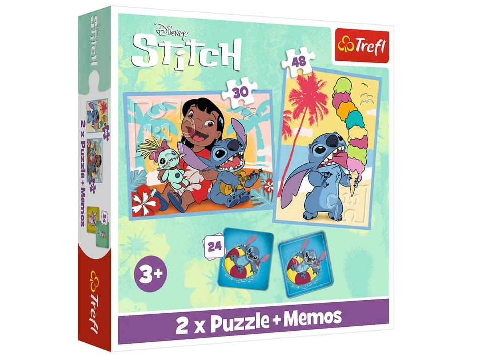 Puzzle 2v1 s pexesem Lilo and Stitch – veselý den | Trefl