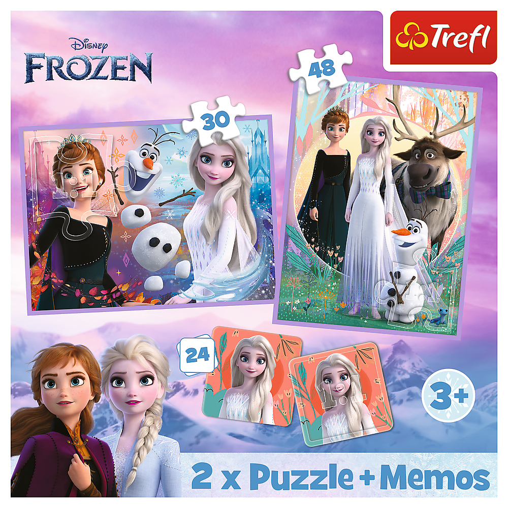 Puzzle 2v1 s pexesem Princezny ze své říše – Disney Frozen 2