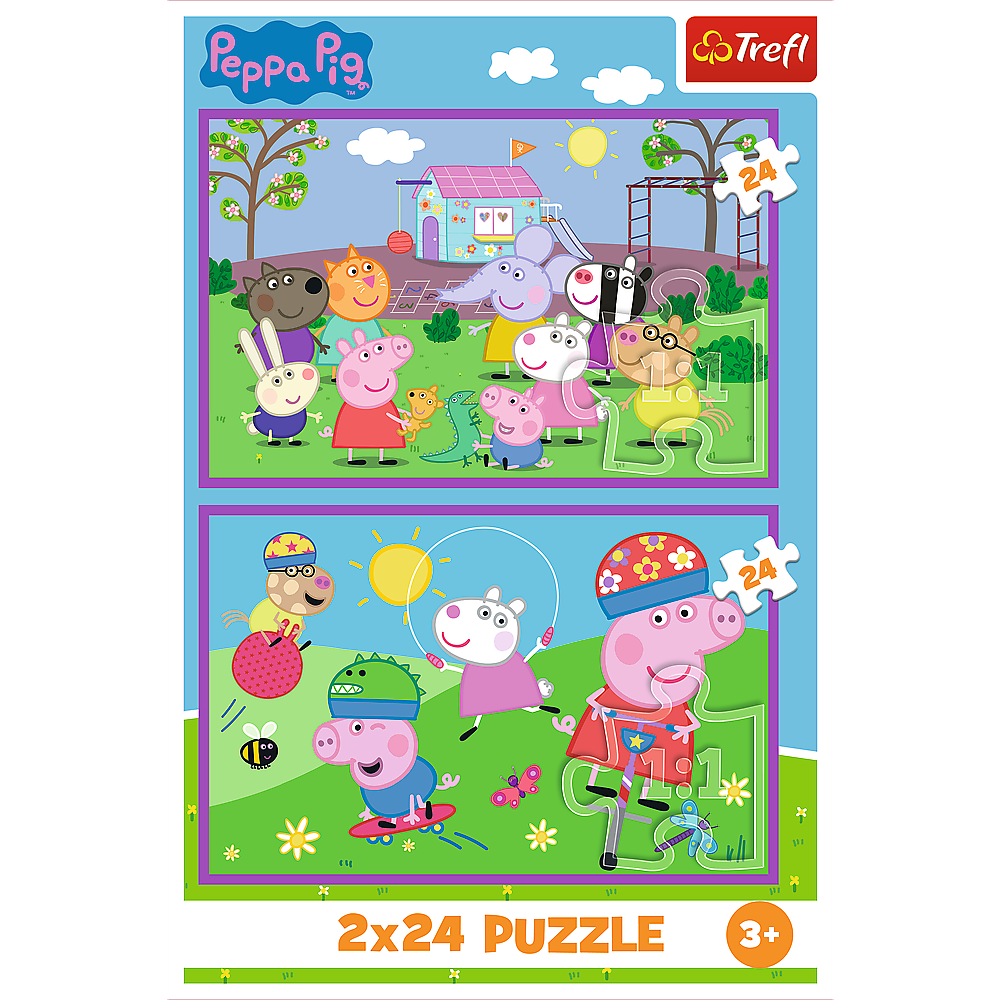 Puzzle 2x24 dílků dětské hřiště – Peppa Pig