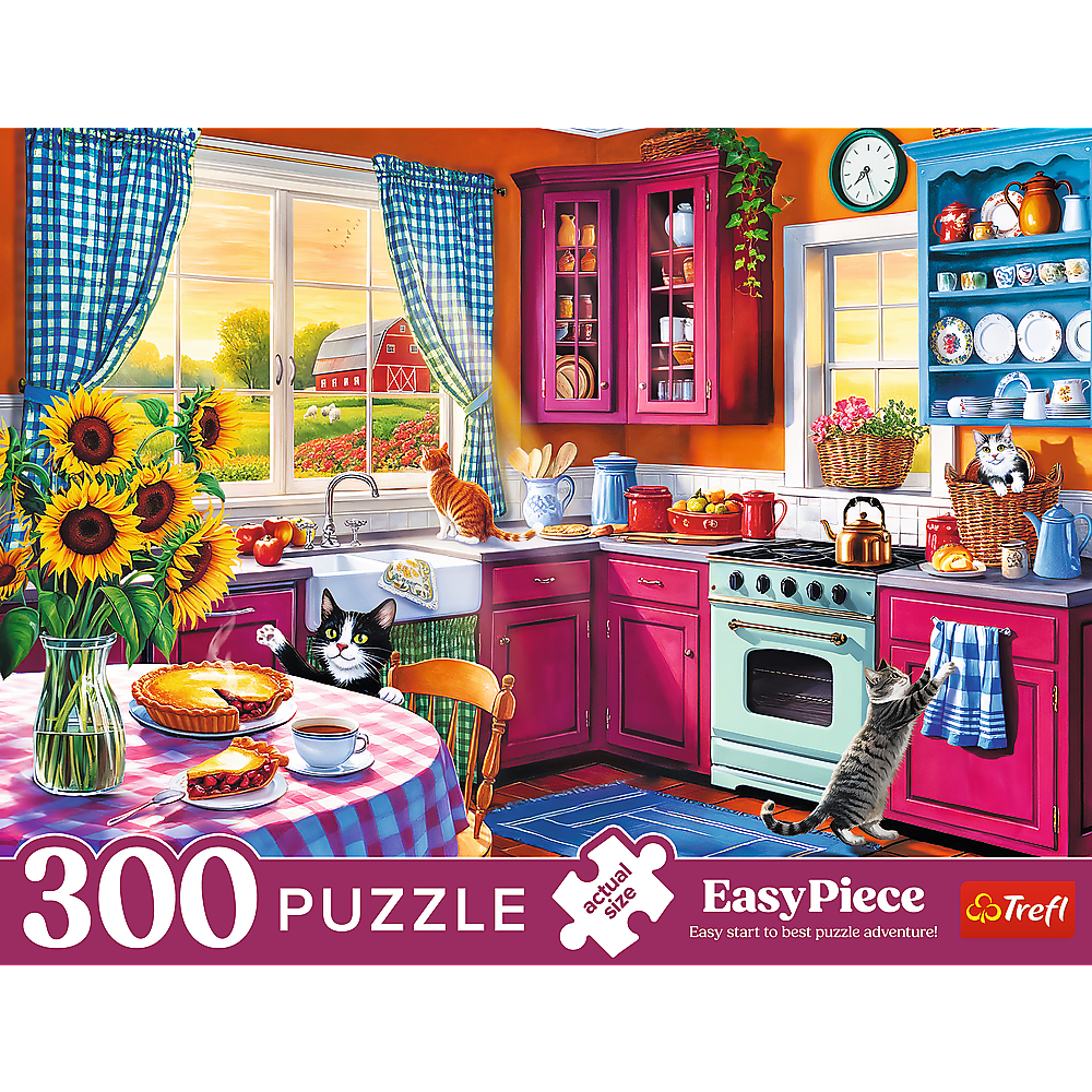 Puzzle 300 dílků velké kousky Ráno v kuchyni FSC Mix 70%