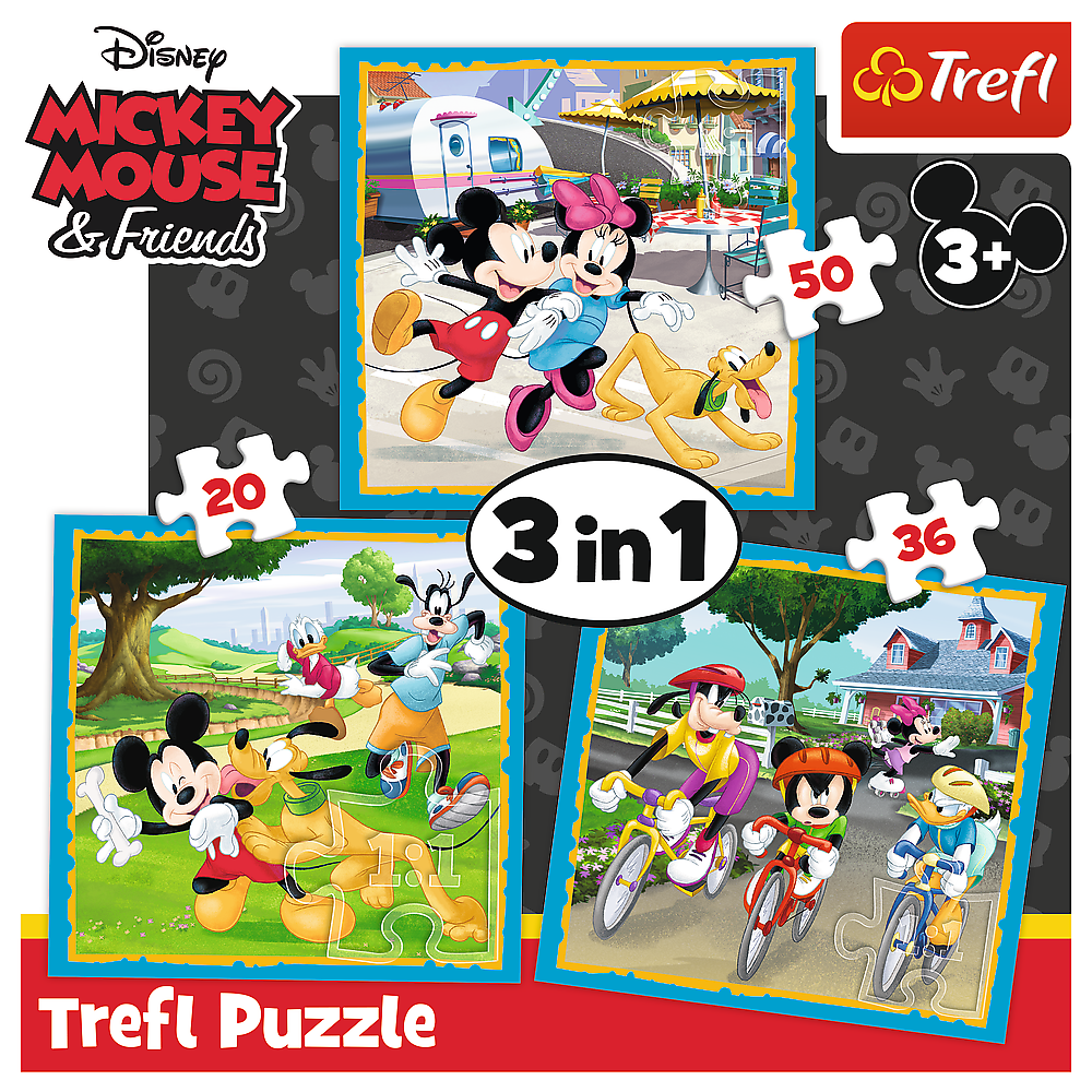 Puzzle 3v1 Mickey Mouse s přáteli 20 36 dílků – Trefl