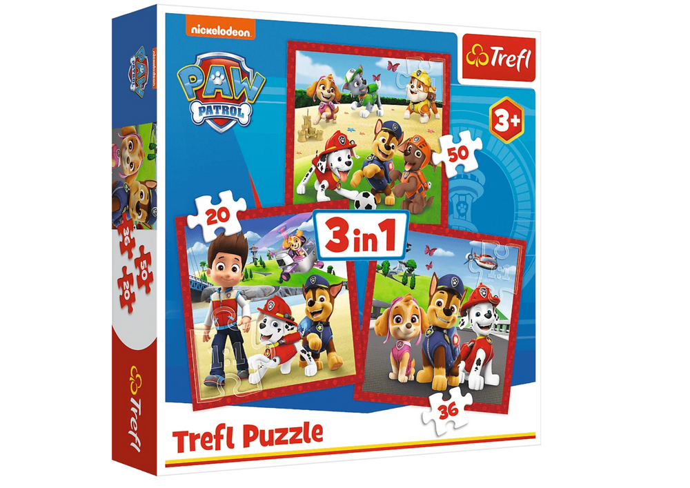 Puzzle 3v1 Veselí pejsci – Paw Patrol 20 + 36 + 50 dílků