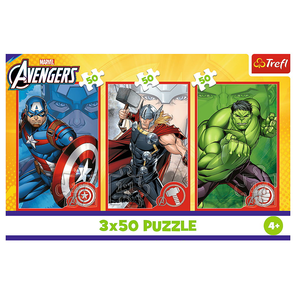 Puzzle 3x50 dílků superhrdinové Marvel Avengers – Trefl