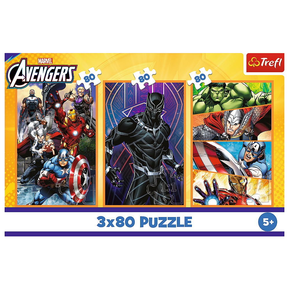 Puzzle 3x80 dílků akční superhrdinové – Disney Marvel Avengers