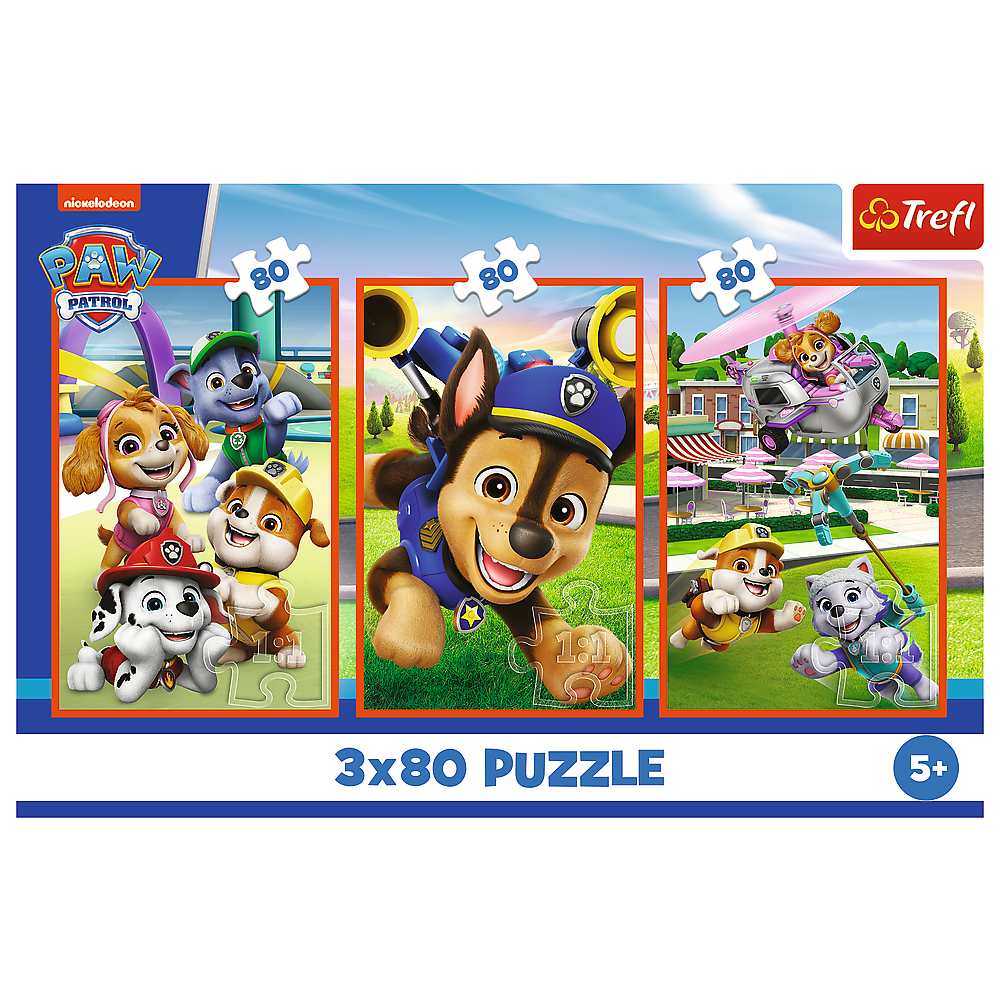 Puzzle 3x80 dílků Tlapková patrola Psi Patrol – Trefl 34886